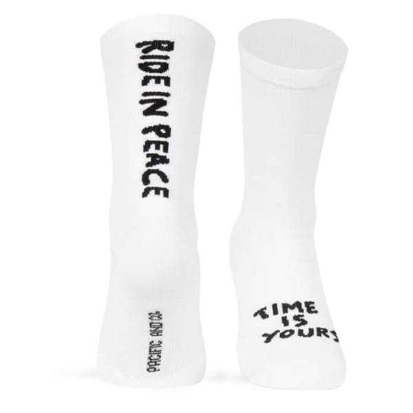 Pacific and Co Ride in Peace Cycling Socks White