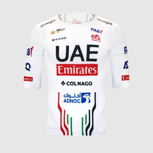 2024 Pissei UAE Team Emirates Official Short Sleeve Zipless Cycling Jersey Men UAE
