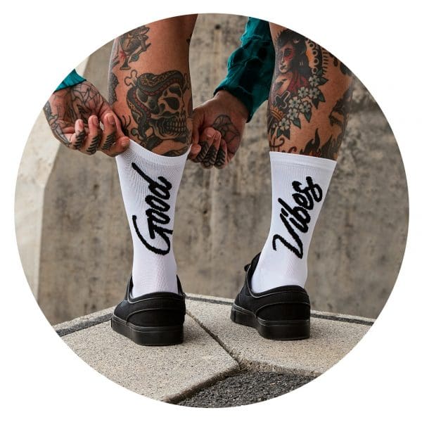 Pacific and Co Good Vibes Cycling Socks White